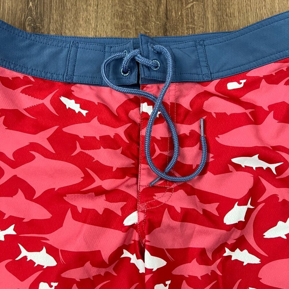VINEYARD VINES Red Shark Board Shorts Swim Trunks Sz 28 - Picture 3 of 10